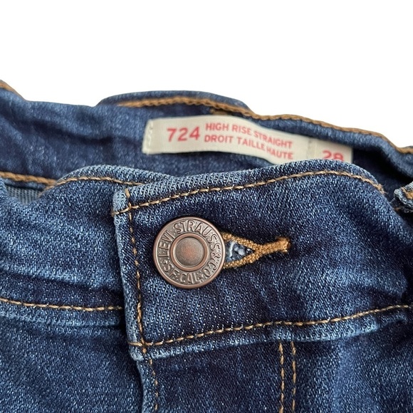 Levi's 724 High Rise Straight Jeans Distressed Ripped - Picture 5 of 16
